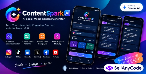 ContentSpark AI AI Social Media Content Generator Android App