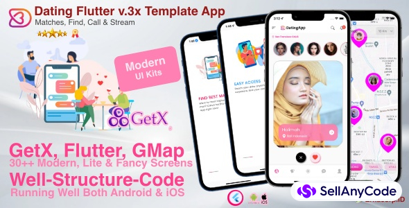 Dating App, Flutter v.3x Template UI Kits App with GetX