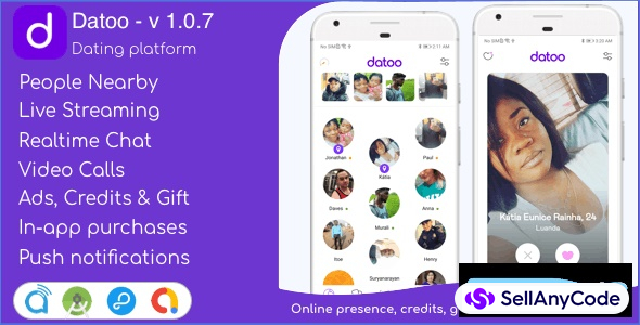 Datoo - Dating platform with Live Steaming and Video calls + Admin Panel