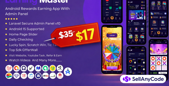 Earning Master #1 Android Rewards App With Full Admin Panel | Limited Time Deal