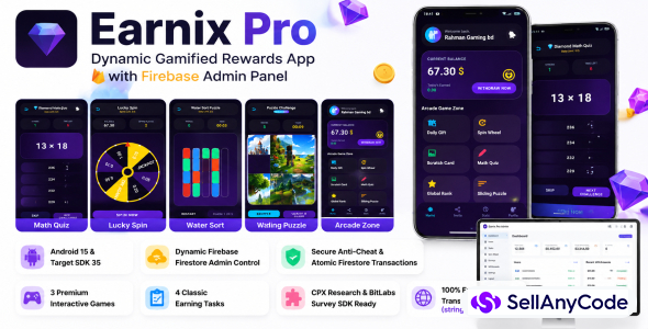 Earnix Pro - Android Earning App with Admin Panel (Spin, Scratch, Task)
