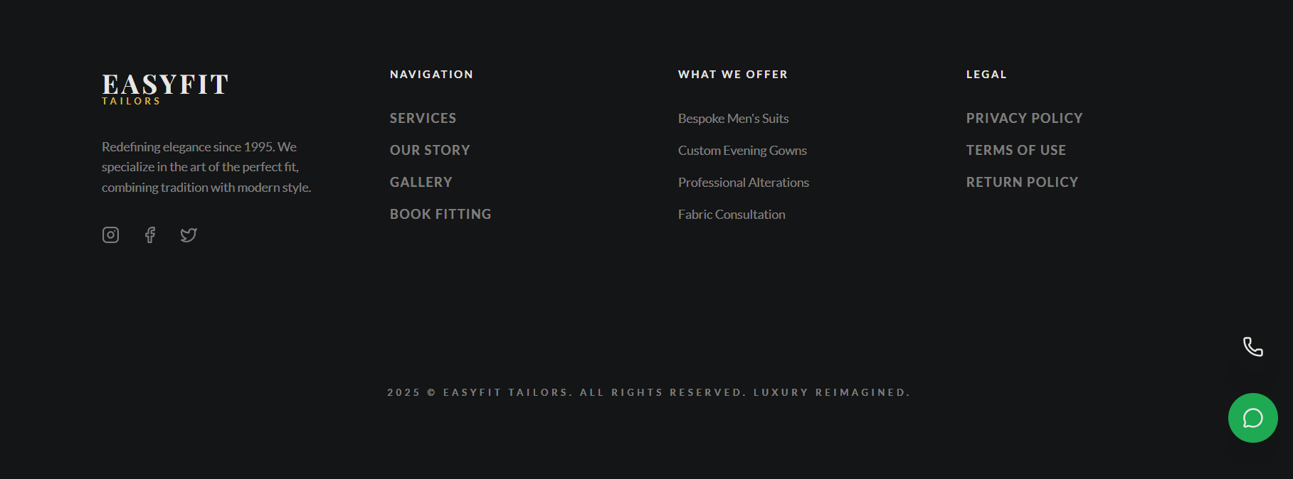 EasyFit Tailors Modern Tailoring & Clothing Shop Website