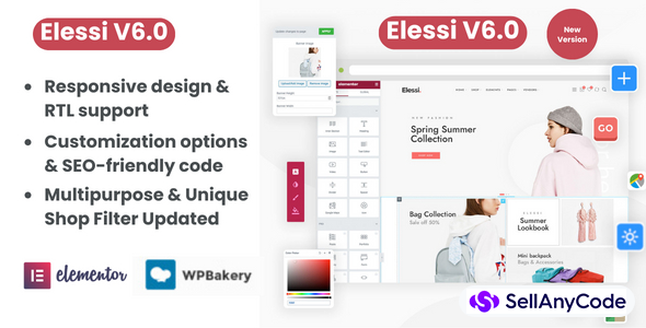 Elessi - Full License New Version WooCommerce v6.0.0 New Version AJAX WordPress Theme - RTL support