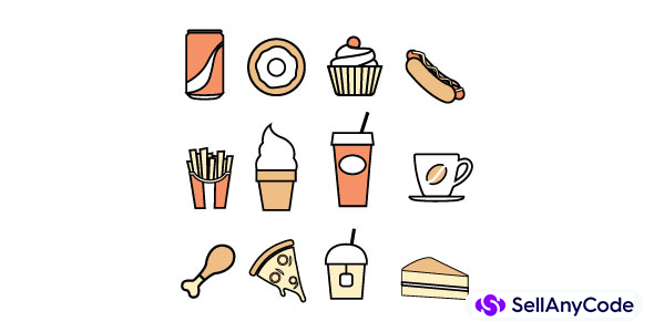 Fast Food Street Food Icon Collection Vector Set