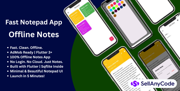 Notepad Flutter Notepad App (AdMob + Offline)