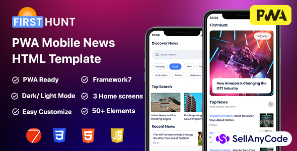 Firsthunt : Framework 7 PWA Template