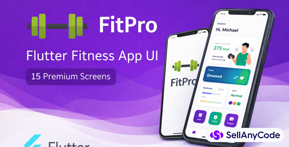 FitPro Flutter Fitness App UI Template (15 Screens)