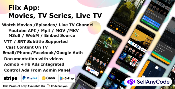 Flix App Movies - TV Series - Live TV Channels - TV Cast (Fresh Code With License Key)