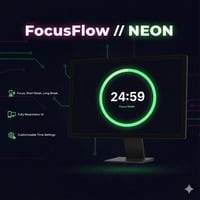 FocusFlow: Neon Glow Pomodoro Timer (HTML/CSS/JS)