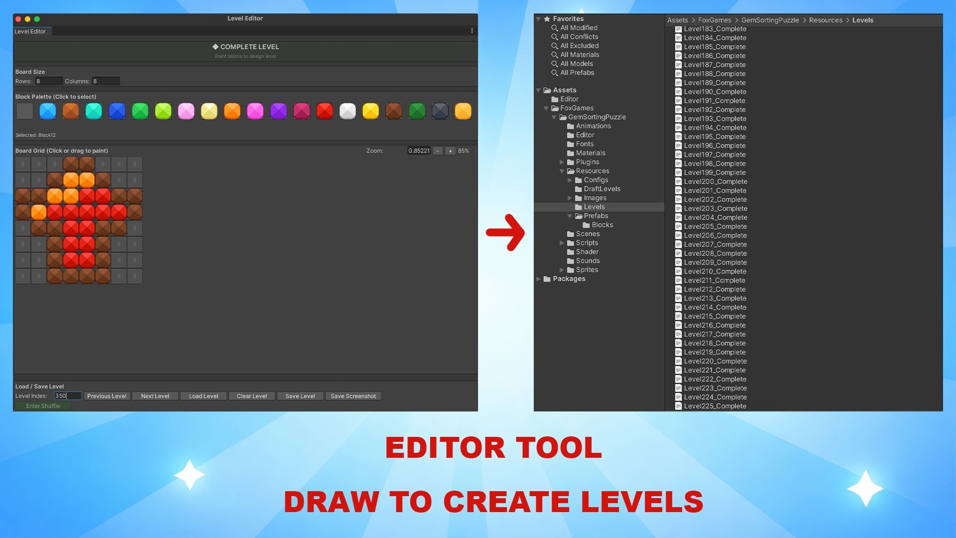 Gem Sort Master 200 Levels With Editor - Unity