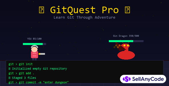 GitQuest Pro HTML5 Git Adventure RPG Game + Source Code