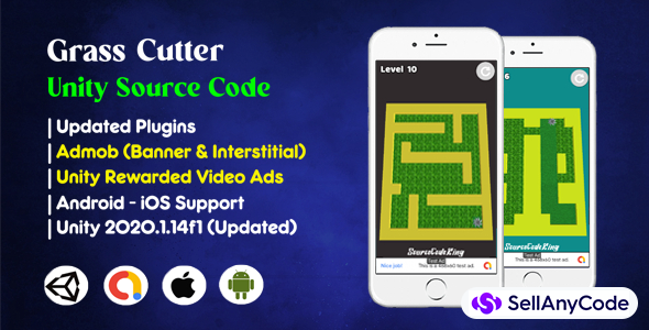 Grass Cutter Unity Source Code (Admob + Unity Ads)