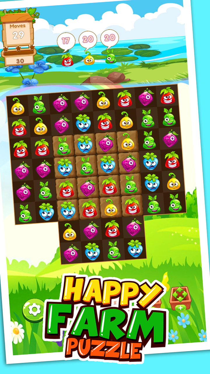 Match 3: Happy rush Puzzle. Farm 3 Match Game Template Unity. Earning money every month < include graphics>