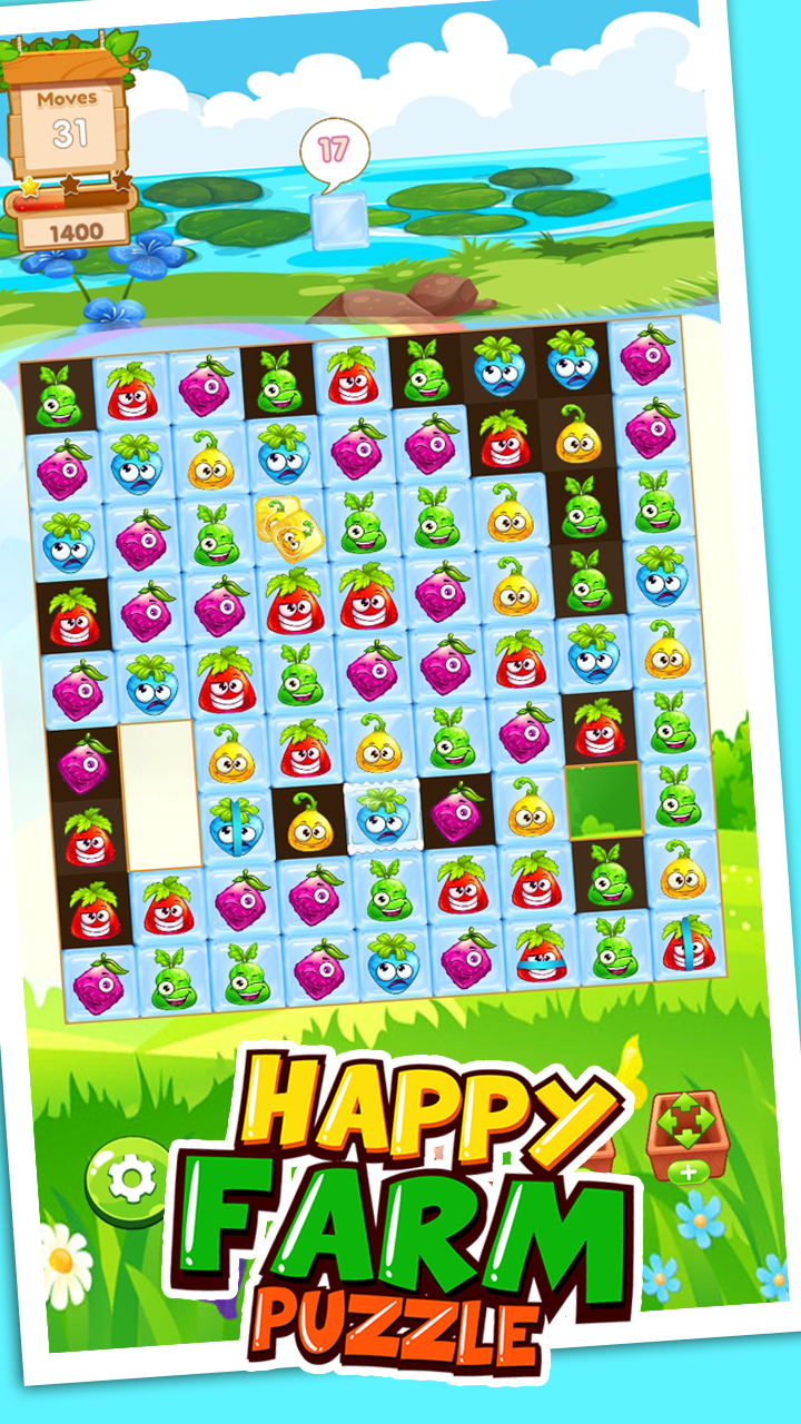 Match 3: Happy rush Puzzle. Farm 3 Match Game Template Unity. Earning money every month < include graphics>
