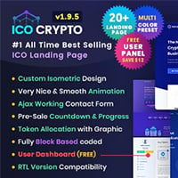 ICO Crypto - Bitcoin & Cryptocurrency ICO Landing Page HTML Template + User Dashboard