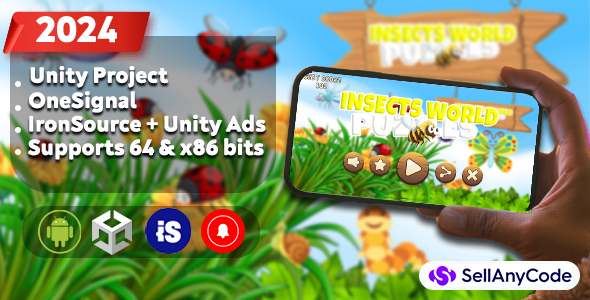 Insects World Puzzles - Unity Game Project + Unity LevelPlay Mediation