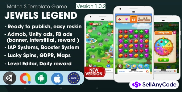 Jewels Legend - Match 3 Game Unity Template