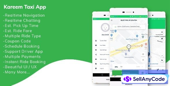 Kareem Taxi App - Cab Booking Solution + admin panel