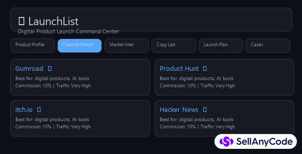LaunchList Digital Product Launch Command Center