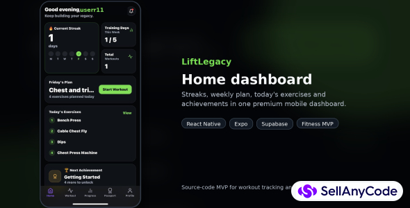 LiftLegacy React Native Fitness Tracker App MVP