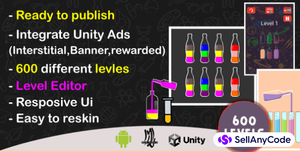 Liquid sort ,water sort puzzle, (complete unity Game +unity ads)