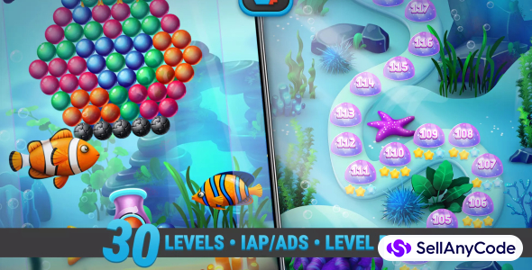 MK Bubble Shooter Kit Underwater Pop Game Template