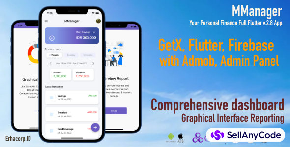 MManager, Financial Full Flutter v.2.8 App, with API & Admin Panel Backend