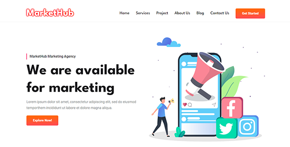 MarketHub - Simple Market Agency Website - HTML,CSS & JAVASCRIPT