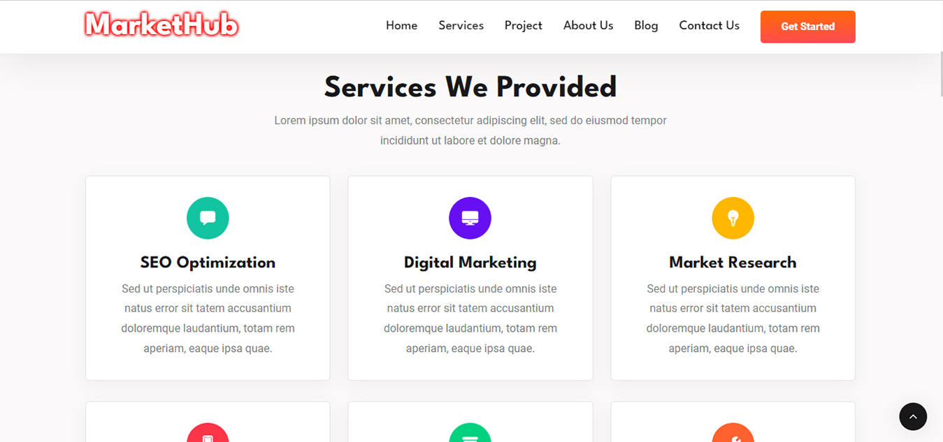MarketHub - Simple Market Agency Website - HTML,CSS & JAVASCRIPT