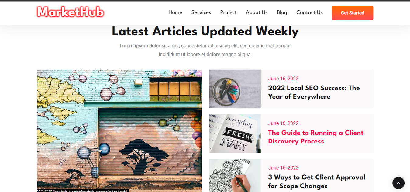 MarketHub - Simple Market Agency Website - HTML,CSS & JAVASCRIPT