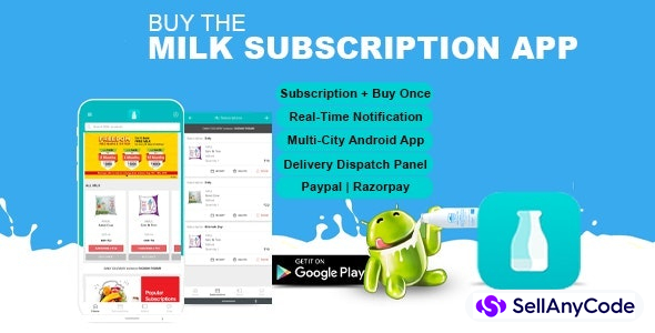 Milk, Water & Vegetable Subscription Android App | Wallet based Model like Milkbasket