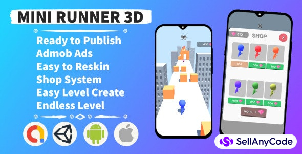 Mini Runner 3D (Unity+Admob+Hypercasual+Android)