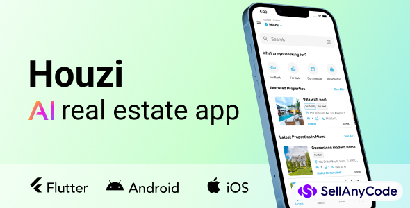 Houzi AI Real Estate Flutter App for Houzez with AI Search, CRM and Property Listings