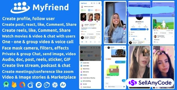 Myfriend - Friend Chat Post Tiktok Follow Live clone social network app