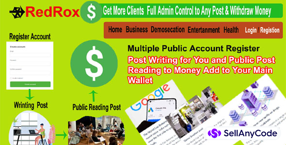 RedRox - Public Post to Earn Money ( User Writing Posts News & Blog with Video Newspaper )