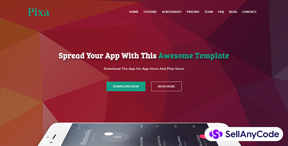 Pixa Mobile App Landing Page Template