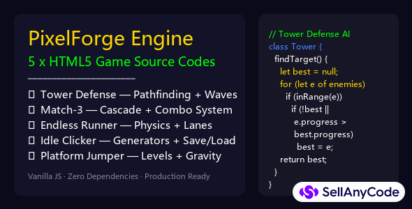 PixelForge Engine 5 HTML5 Game Source Codes
