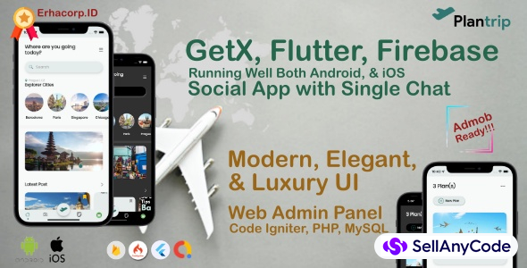 PlanTrip - Social Flutter v.2.10 Full App with Chat | Web Admin Panel | Admob Google