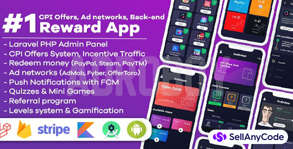 Premium Rewards App - CPI Offers System & Rewards App & HTML5 Mini Games + PHP Laravel Admin Panel