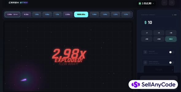 Professional Crash Game Engine React 18, Vite & Tailwind CSS