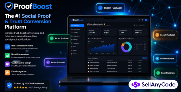 ProofBoost - Social Proof & Real-Time Sales Notification PHP SaaS Script
