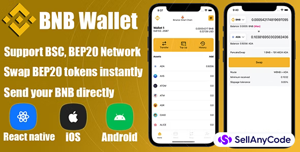 React Native - DeFi Crypto Wallet BNB, BEP20