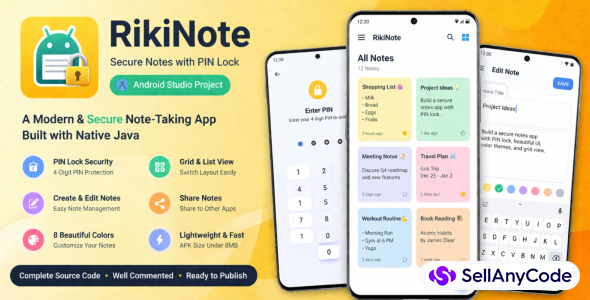 RikiNote - Secure Notes with PIN Lock | Android Studio Source Code