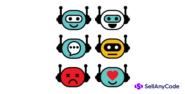 Robot Face Emoji Emotions Icons for Chatbot AI