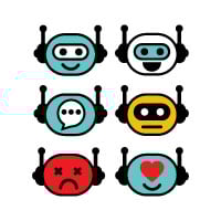 Robot Face Emoji Emotions Icons For Chatbot AI