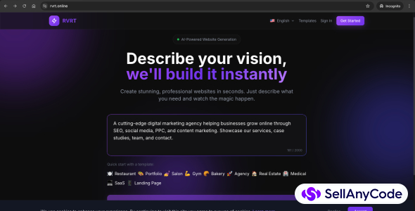 Rvrt - AI Powered Ecommerce Website/blog/store + "APP "Creator "Multi-Tenent + Multi Datatbase + Multi Domain " SAAS