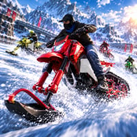 SNOW BIKE RACING FIGHT FOR FIRST PLACE