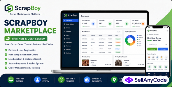 ScrapX Multi-Vendor Scrap Marketplace & Lead Management System (React & Node.js)