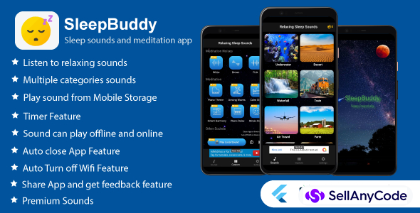 SleepBuddy: Sleep sounds and meditation flutter app