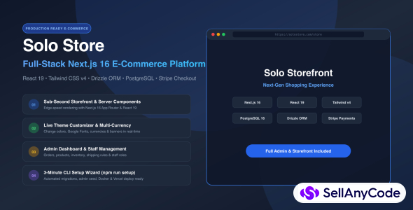 Solo Store - Next.js 16 E-Commerce Platform